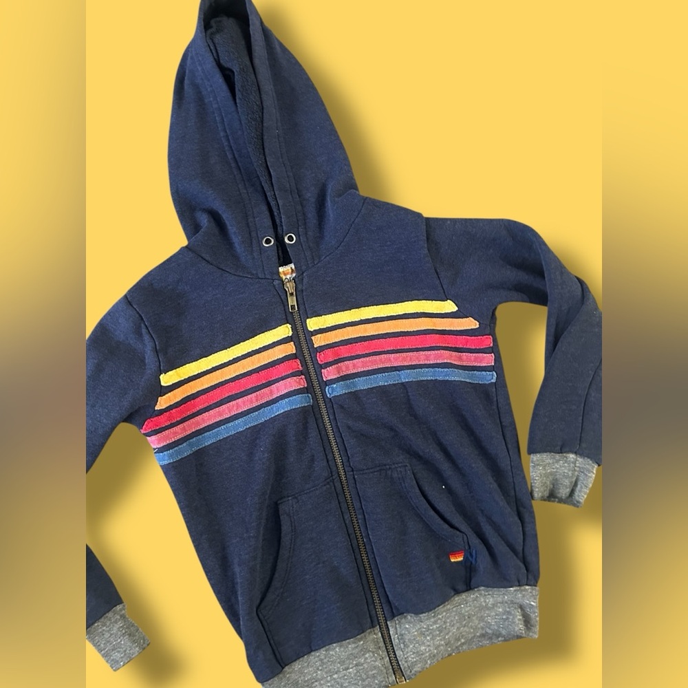 Aviator Nation KID'S 5 STRIPE HOODIE - CHARCOAL